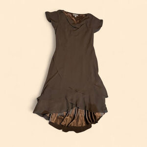 Liz Claiborne Brown Draped Neckline Dress